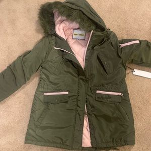 Women's Olive & Pink Faux Fur Hood Anorak Jacket